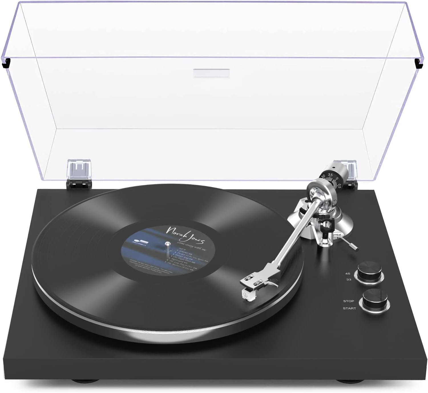 Turntables Belt-Drive Record Player with Wireless Output Connectivity, Vinyl Player Support 33&45 RPM Speed Phono Line USB Digital to PC Recording with Advanced Magnetic Cartridge&Counterweight Black