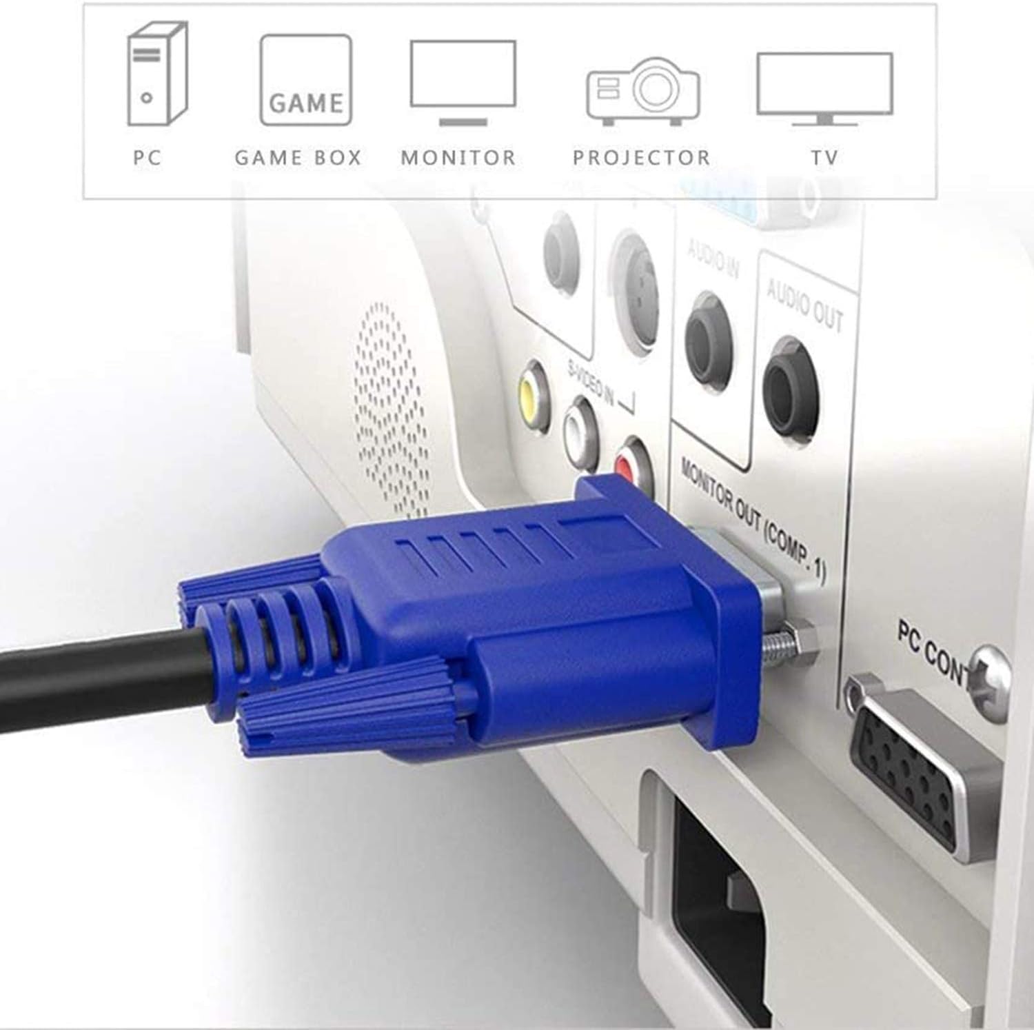 PASOW VGA to VGA Monitor Cable HD15 Male to Male for TV Computer Projector (1.5 Feet)