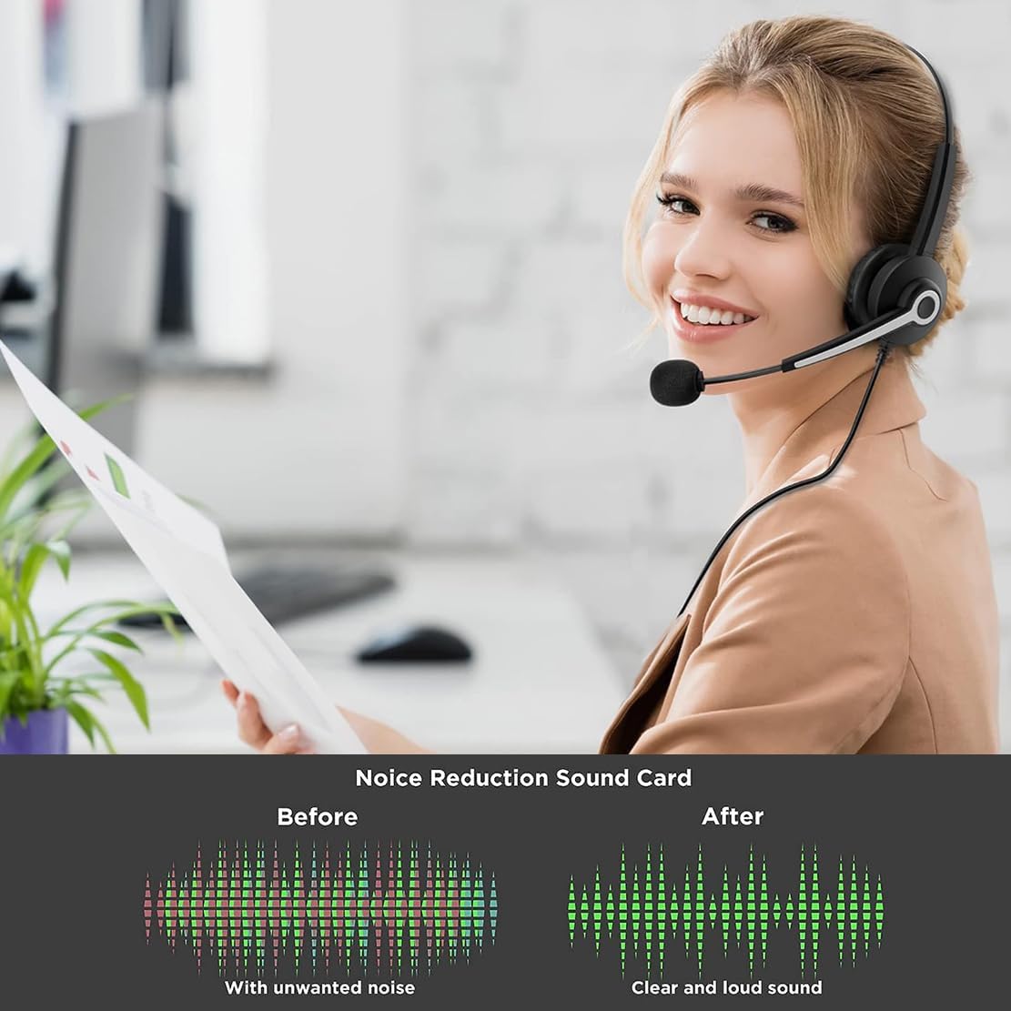 Wantek Headset with Microphone for PC Wired Headphones 3.5mm Headsets with Noise-Cancelling Microphone for Laptop - Computer Headphones with Mic in-line Control for Home