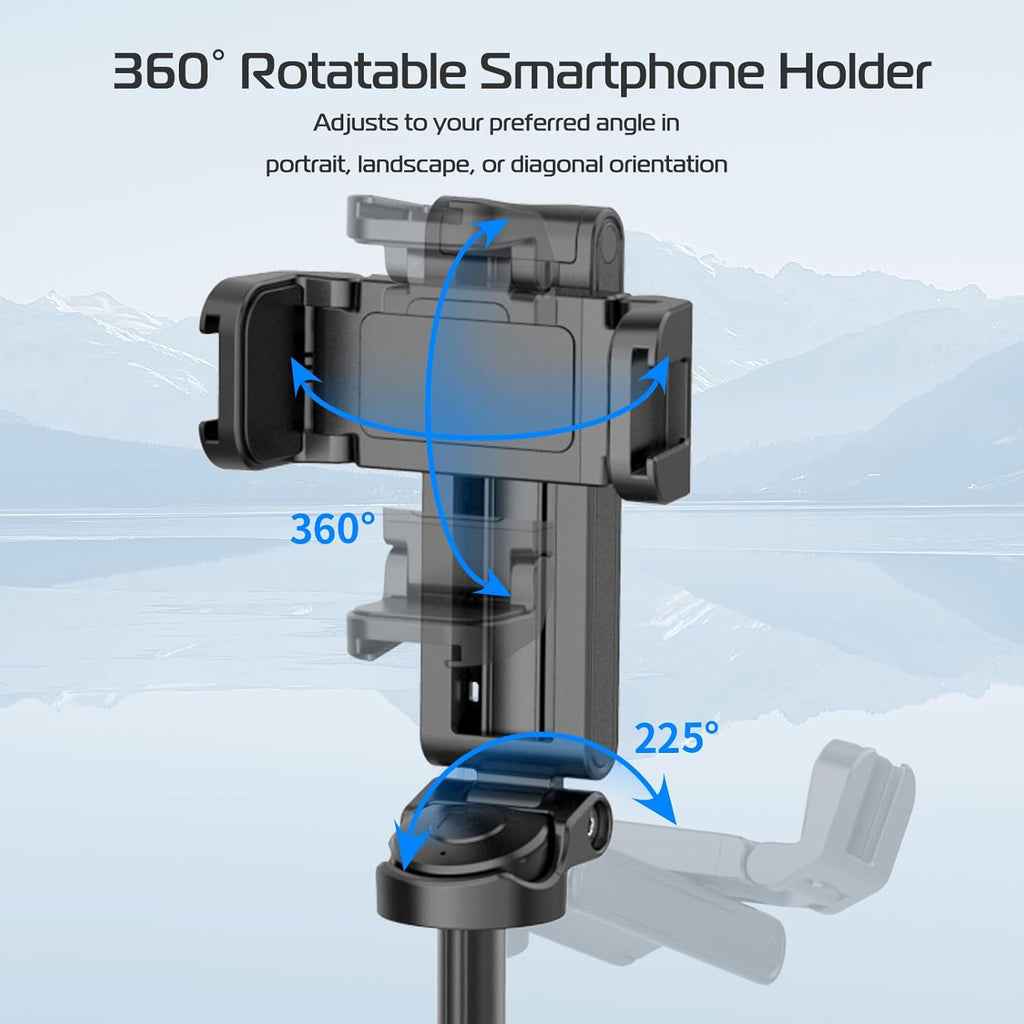 ULANZI JJ02 Selfie Stick Tripod, Extendable Grip Phone Tripod with Detachable Remote Pocket Size, 3-in-1 Mini Phone Grip 2 Cold Shoe, 10m/393.7'' Wireless Shutter, Vlog Livestreaming Photography