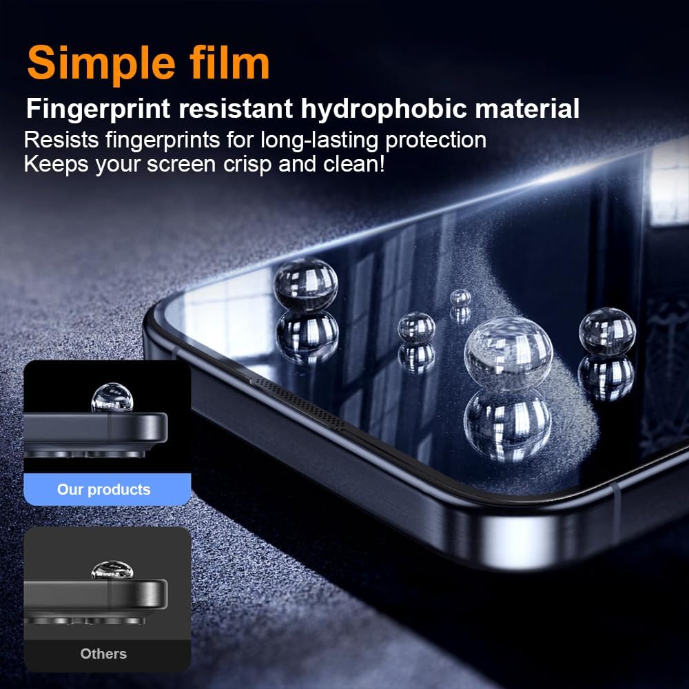 OneFish Privacy Screen Protector for IPhone 16 Anti-Spy Tempered Glass Dust-Free Bubble-Free Anti-Fingerprint 9H Scratch Protection & Hassle-Free Installation Frame [2-Pack]