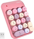 MOFII Wireless Number Pads - Pink Numeric Keypad 18 Keys USB 2.4G Round Keycap Colorful Extensions Keypads, Financial Accounting Portable Numpad 10 Key for Laptop/PC/Notebook/Surface Pro