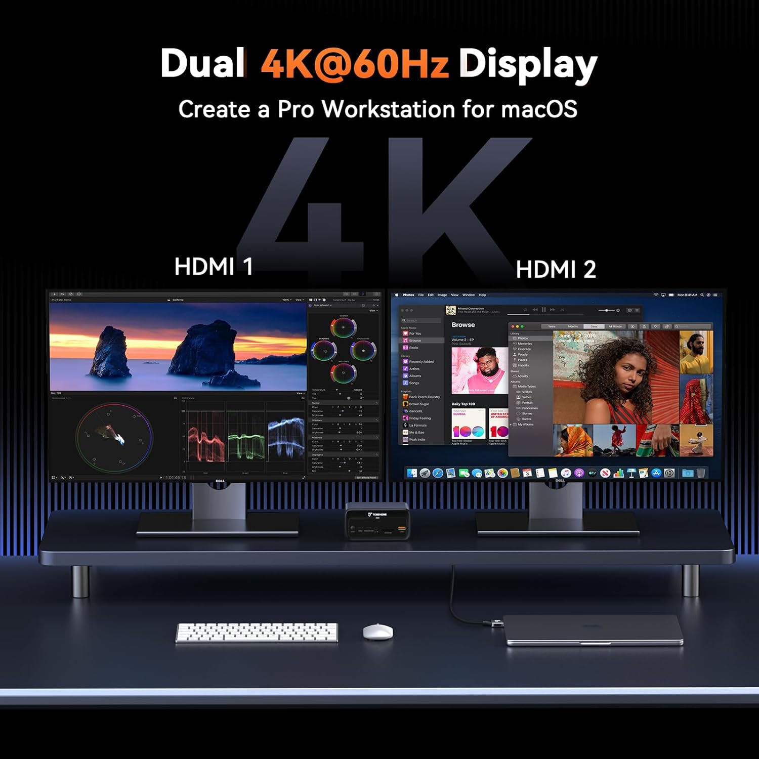 TobenONE MacBook Docking Station Dual 4K@60Hz, 16-in-2 USB C Docking Station with 2 HDMI Ports, 7 USB Ports, 100W GaN Power Supply & 20W Charging, 2.5Gbps Ethernet, for Home & Office