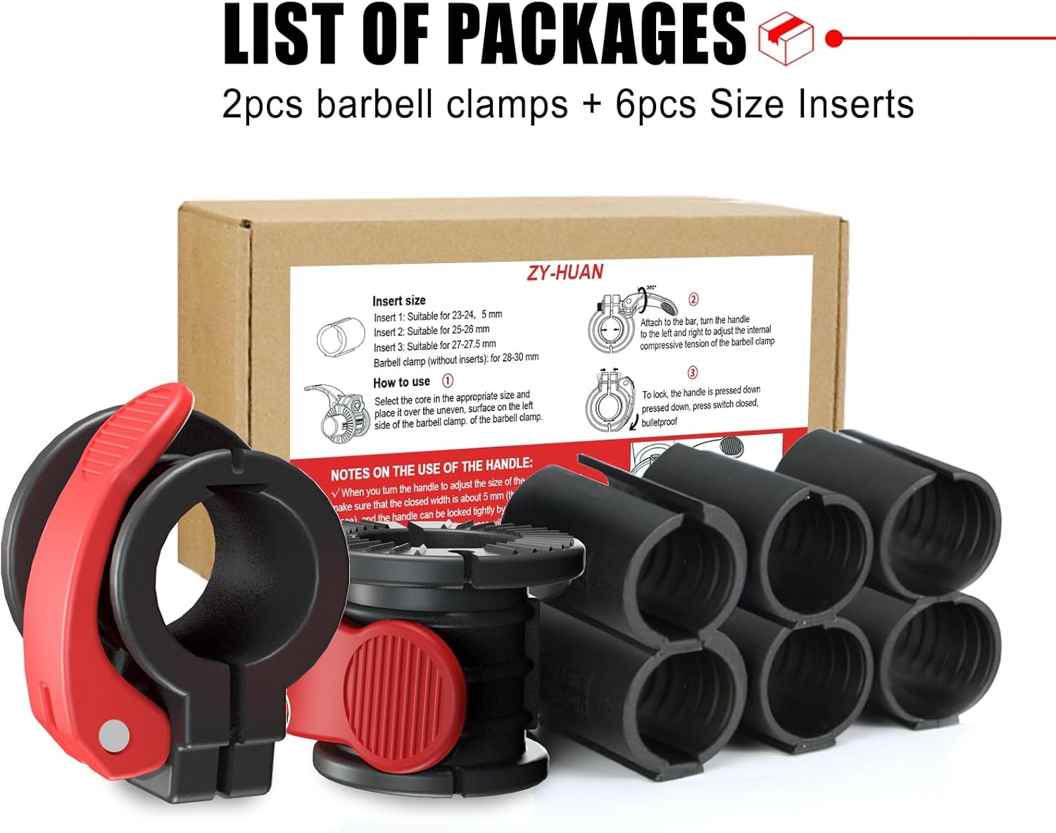 Barbell Clips 1 Inch Quick Release Weight Clamps 0.9-1.18inch Multi-Size Adjustable Olympic Clamps for Bars