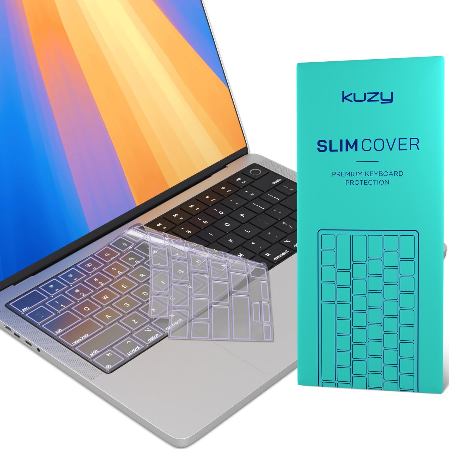 Kuzy Purple Premium MacBook Pro 14 inch Keyboard Cover M4 16" 2025 2024 2023 M3 M2 M1 Pro Max - MacBook Air 13 inch Keyboard Cover 15" M4 - A3240 A3241 A3401 A3403 A3114 A3113 - US Layout TPU, Purple