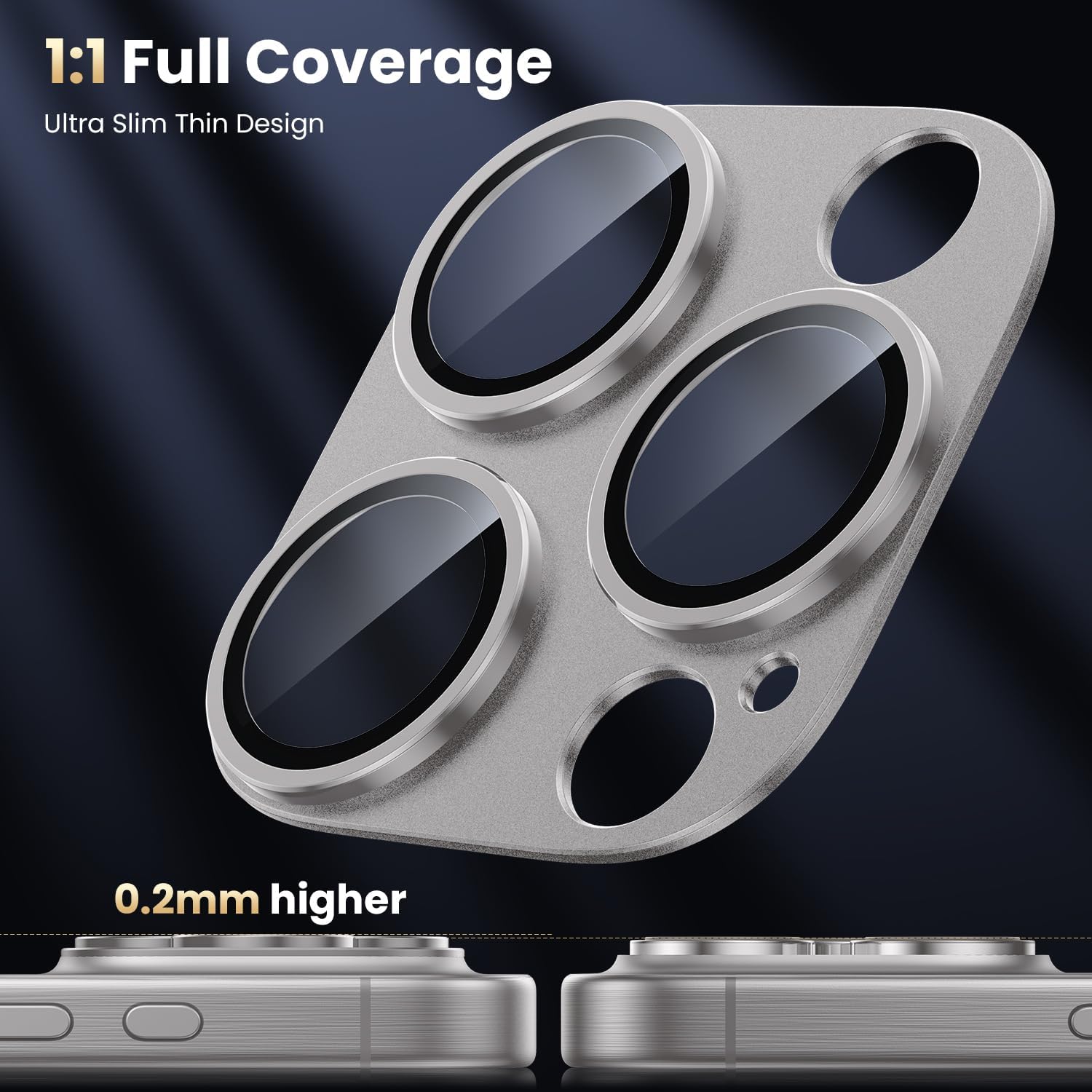 WSKEN for iPhone 16 Pro/iPhone 16 Pro Max Camera Lens Protector, [Military Grade Shatterproof] [Strong Adsorption] Metal Aluminum Alloy Tempered Glass Camera Screen Protector, Grey Titanium