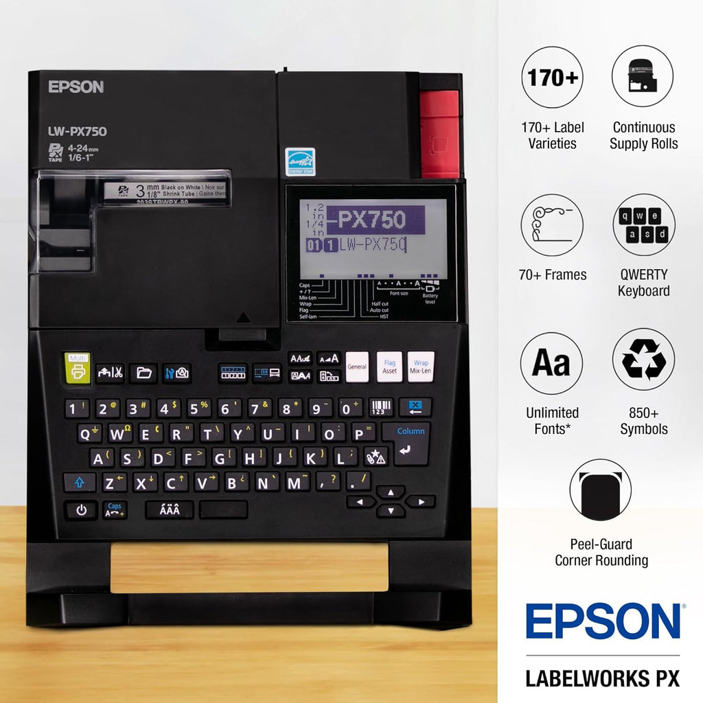 LABELWORKS Epson LW-PX750PCD Industrial Label Maker Kit - Complete Kit with Accessories, Compatible with Large Variety of Tape Types, Portable Handheld Label Printer