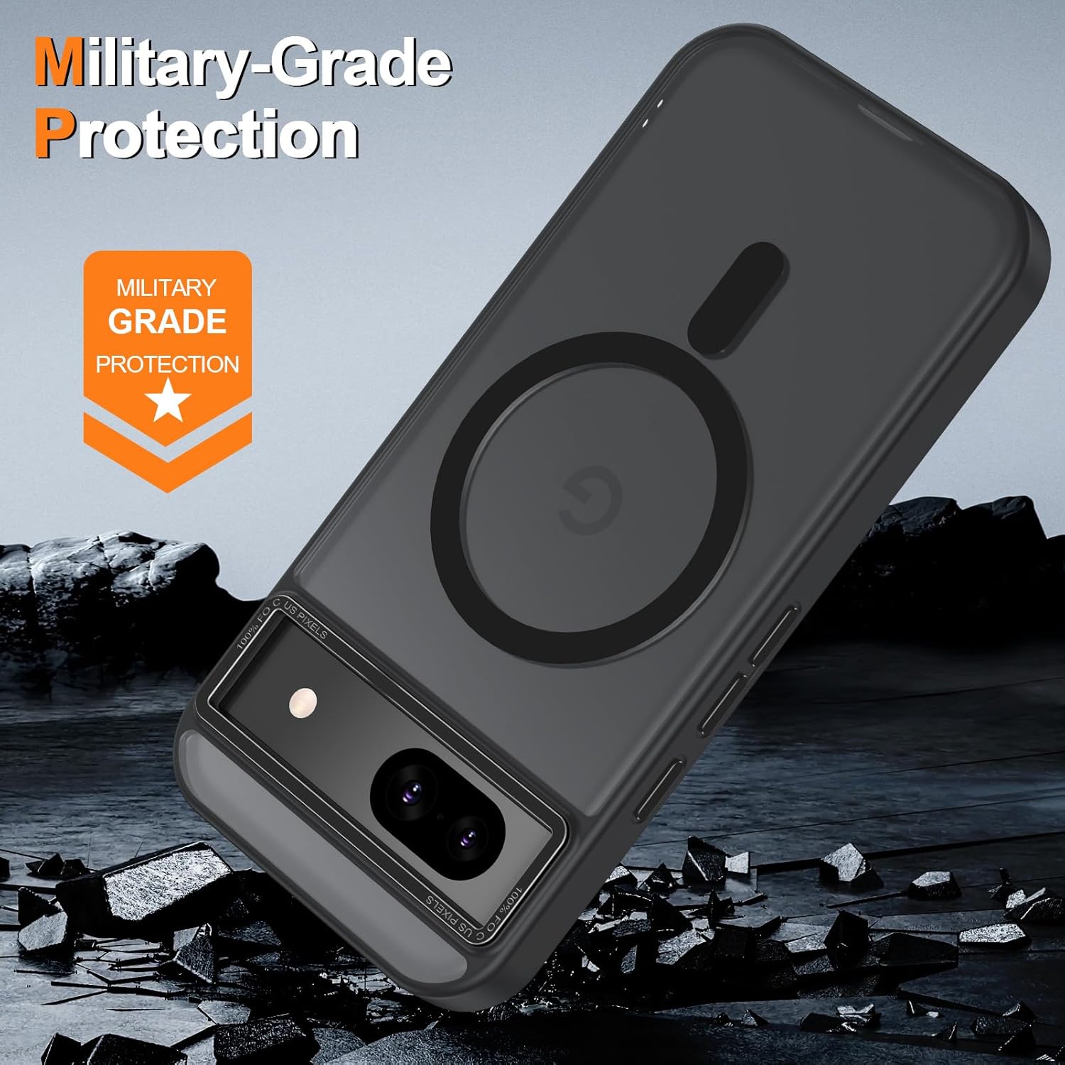 Magnetic for Google Pixel 8a Case, [Military Grade Drop Protection] [Compatible with MagSafe] Shockproof Slim Translucent Matte Anti-Slip for Women Girls Men Case, Black