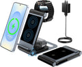 Wireless Charger for Samsung 3 In 1 Wireless Charging Station Foldable Wireless Charger Stand for Samsung S25 Ultra S24 S23 S22 Z Flip Z Fold 6 5 for Galaxy Watch 7/6/5/4 for Galaxy Buds Elegant Black