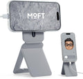 MOFT Phone Stand, Magnetic Phone Tripod Stand Stain-Resistant MOVAS Leather & Angle Adjustment & Strong Magnets Tripod for iPhone 16/15/14/13/12 (Included Metal Ring)-Cement