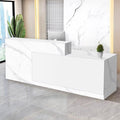 Reception Desk with Counter Modern Checkout Counter with Lockable Drawer Keyboard Tray Receptionist Desk for Office Salon Reception Table K Right 59inch/150cm