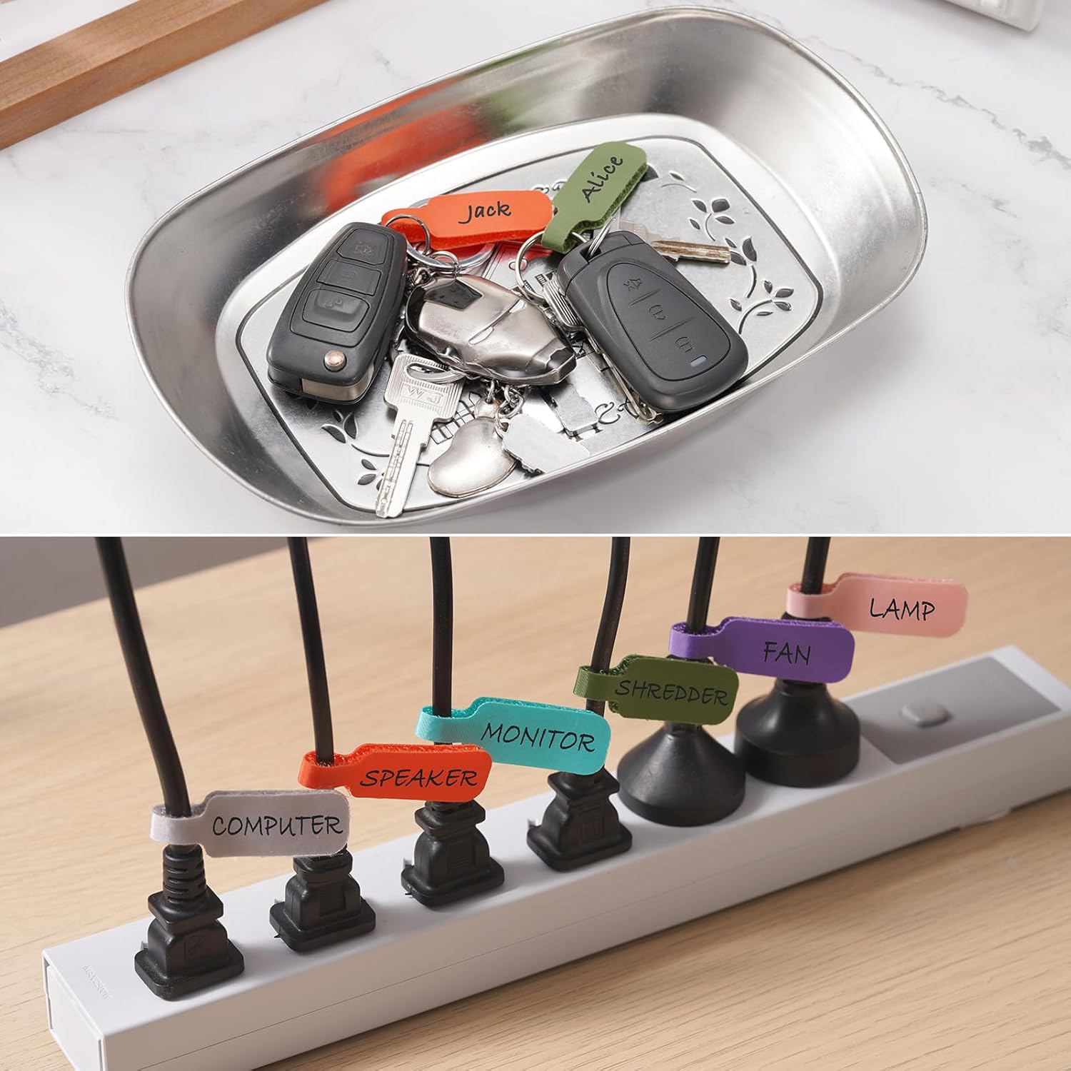 Trilancer Cable Cord Labels Large Size, for Organizing Wires and Identification, Multicolored Handwriting Cable Tags, Reusable with Multiple Uses - 35 PCS