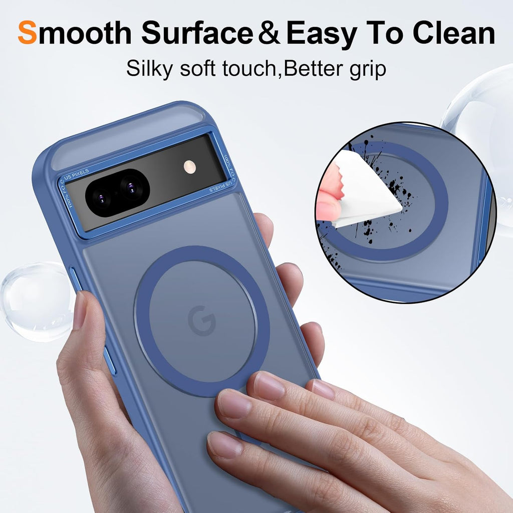 Magnetic for Google Pixel 8a Case, [Military Grade Drop Protection] [Compatible with MagSafe] Shockproof Slim Translucent Matte Anti-Slip for Women Girls Men Case, Blue