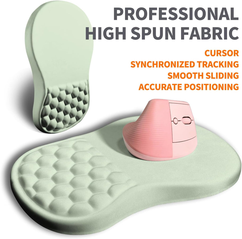 Ergonomic Joint Wrist Support Mouse Pad with Memory Foam Cushion Massage Bump, Carpal Tunnel Pain Relief Mousepad Slope Design for Wrist Rest, 11.8x7.9 in, DarkSeaGreen