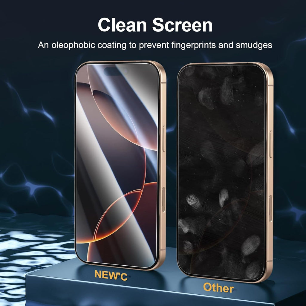 NEW'C 3 Pack Designed for iPhone 16 Pro Screen Protector (6.3 inches), Enhanced Tempered Glass Protection with easy installation tool included,Case Friendly Ultra Resistant