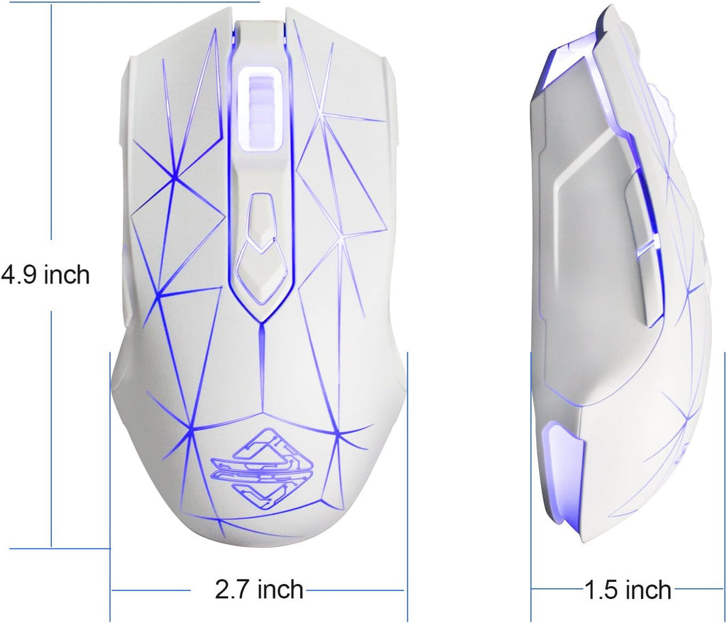 FIRSTBLOOD ONLY GAME. AJ52 Watcher RGB Gaming Mouse, Programmable 7 Buttons, Ergonomic LED Backlit USB Gamer Mice Computer Laptop PC, for Windows Mac Linux OS, Star White