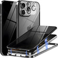 Privacy Magnetic Case for iPhone 16 with Metal Titanium Frame Privacy Screen Protector & Camera Lens Protector, Magnetic Adsorption Double Sided Tempered Glass Case Anti Peep Anti Spy Phone Cover