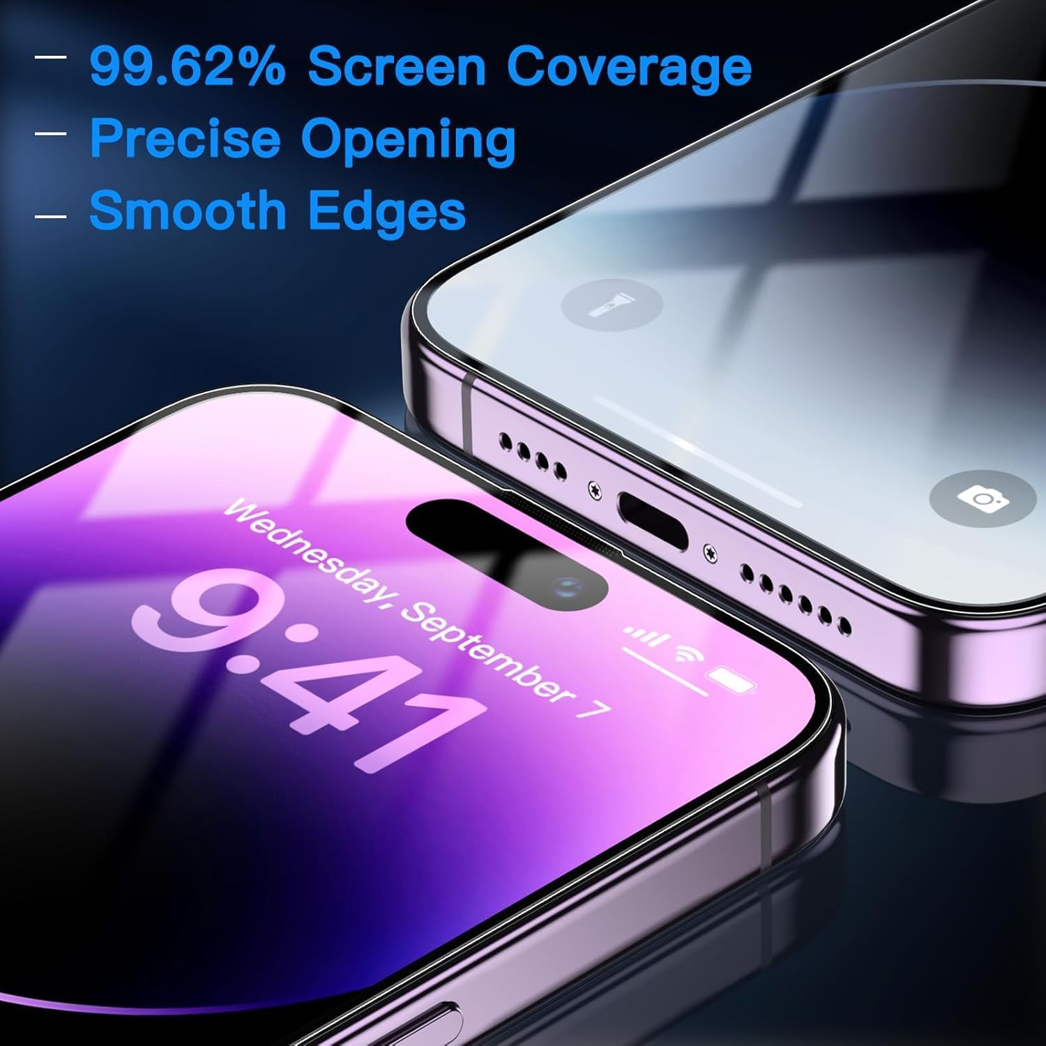 Uyiton Anti-Blue Light for iPhone 14 Pro Max Screen Protector - Unbreak-Glass Full Coverage Case Friendly Scratch Resistance 9H Tempered Glass Screen Protector for iPhone 14 Pro Max, 2 Pack