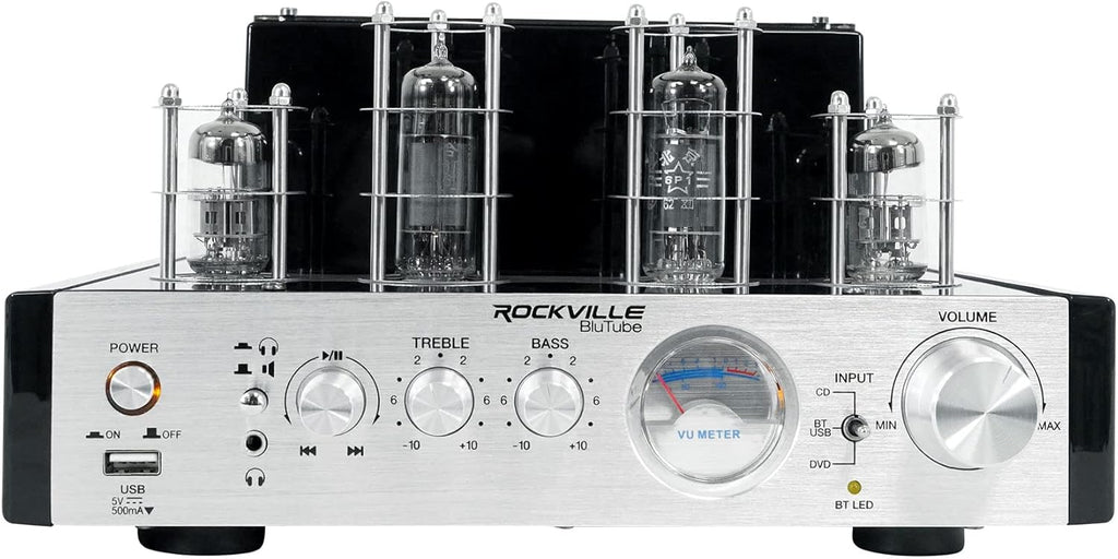 Rockville BluTube 70W Tube Amplifier Stereo Receiver, Bluetooth, EDR, Compact Design, Warm Sound, for Home Audio Enthusiasts