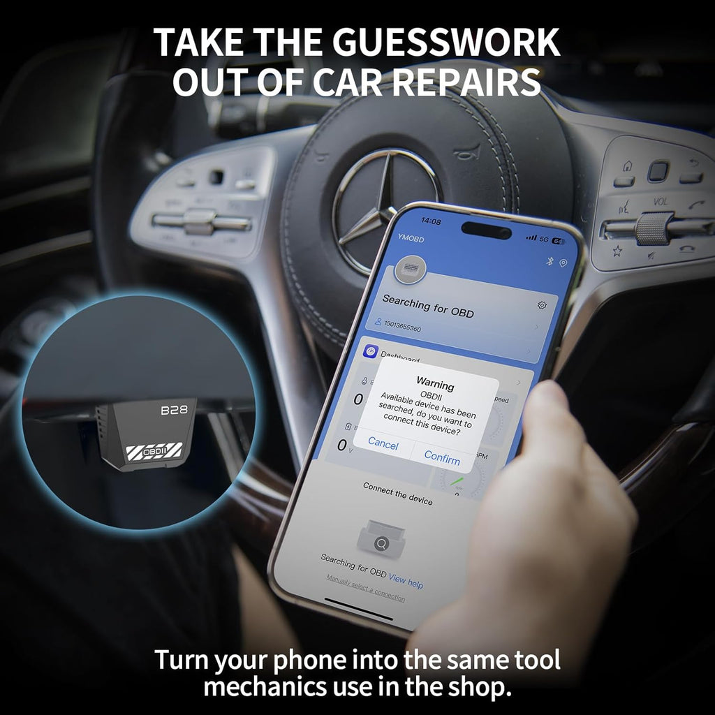 OBD2 Scanner for Car Bluetooth 5.4 - Codes can be Read and Cleared Quickly with Android and iOS Compatible - Diagnosis of The vehicle's Engine, ABS, SRS, airbags and More Than 35,000 Problems