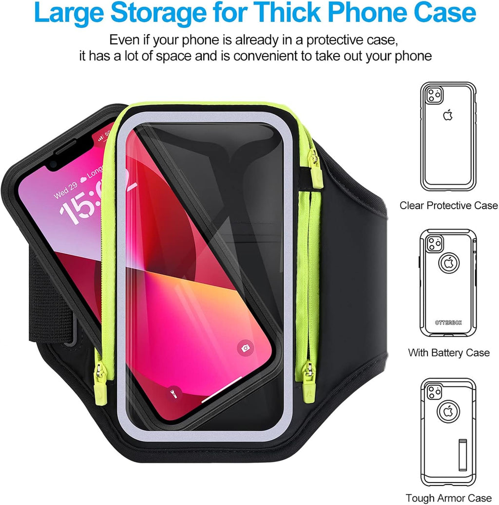 Cell Phone Armbands for Running with Foldable Straps, 6.9‘’ Running Armband Phone Holder, Arm Band Bag for iPhone 16 15 14 13 12 Pro Max Galaxy with Car Home Key Zipper Protective Covers for Women