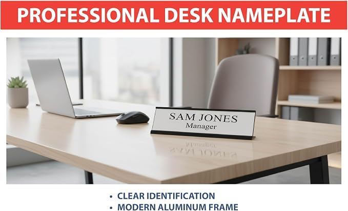 2" x 8" Aluminum Office Desk Nameplate Sign Holder 1 Pack - Image 7