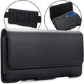 BECPLT for Galaxy S25 Ultra S24 Ultra S23 Ultra S22 Ultra 5G Note 20 Ultra 5G Note 10+ Plus 5G Holster Black Leather Carrying Cell Phone Holder Belt Clip Holster Case Pouch for Galaxy A14 5G S21 Ultra