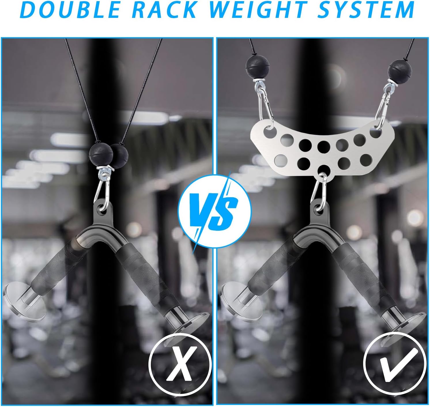 Double to Single Adaptor Plate for Cable Pulley Machines Durable Solid Stainless Steel with 3 Carabiners Suitable for Dual Cable Machines LAT Pulldown, Shoulder & Biceps Exercises