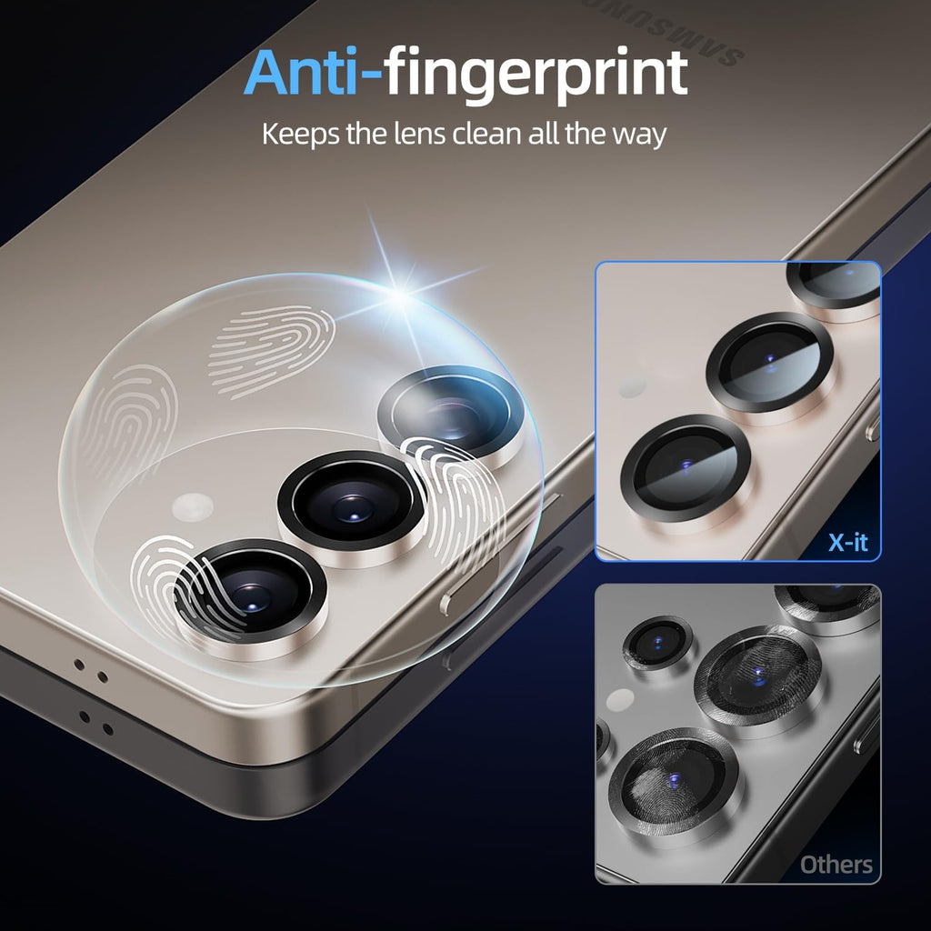 X-it Camera Lens Protector for Samsung S25 Plus, 9H Tempered Glass, Independent Metal Aluminum Edge Original Protection Design, Suitable for Phone Case, Anti-scratch, Anti-reflective,PinkGold