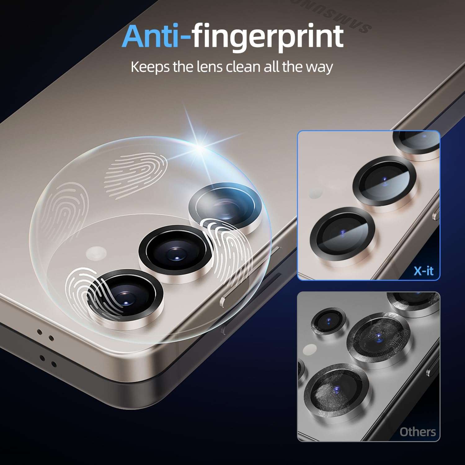 X-it Camera Lens Protector for Samsung S25 Plus, 9H Tempered Glass, Independent Metal Aluminum Edge Original Protection Design, Suitable for Phone Case, Anti-scratch, Anti-reflective,PinkGold