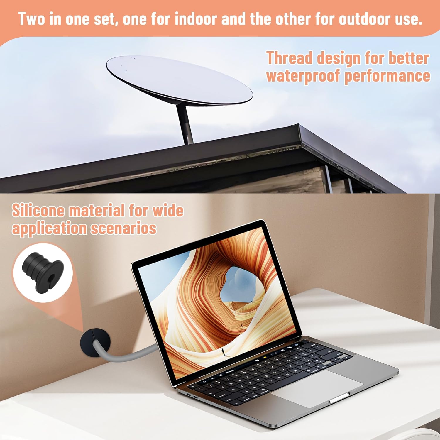 Cable Routing Kit for Starlink for 3/4 inch Wall Hole 4 Pcs, Starlink Accessories, Silicone Cable Wall Pass, Starlink Anti-Slip Wall Grommets for Cables (3/4 inch)