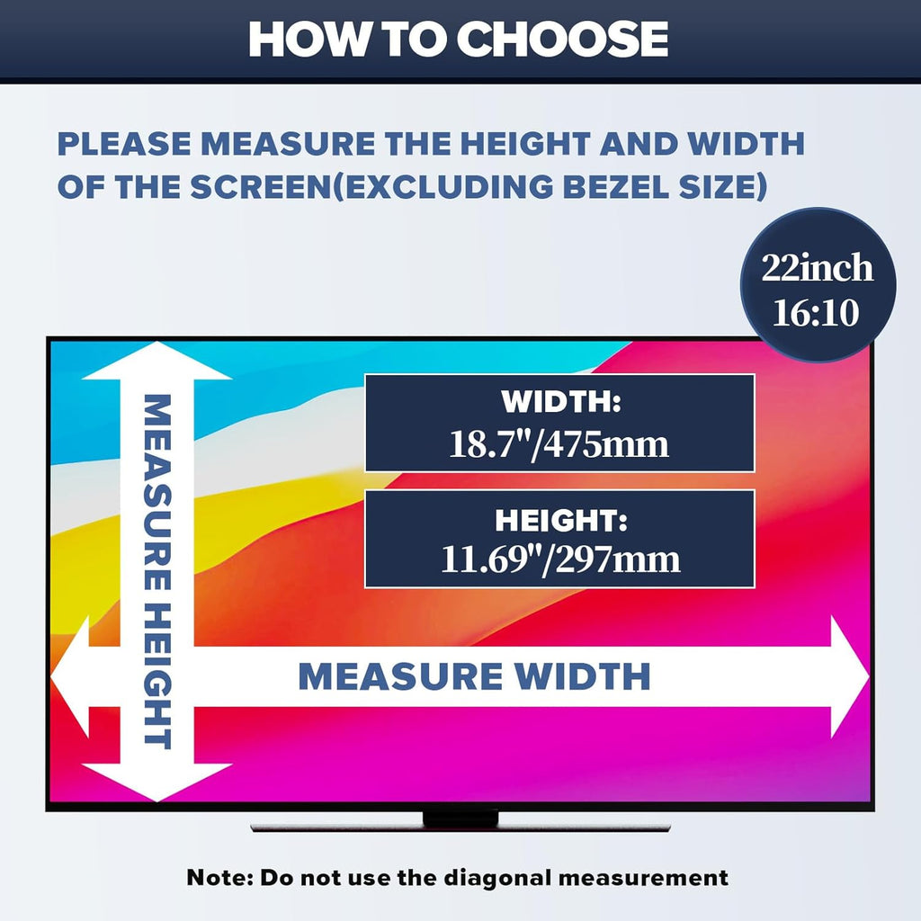 [2-Pack] HD Computer Privacy Screen 22 inch, Upgraded Computer Privacy Screen for 16:10 Widescreen Removable Anti Glare Computer Screen Cover and Blue Light UV-Blocking Screen Privacy Filter