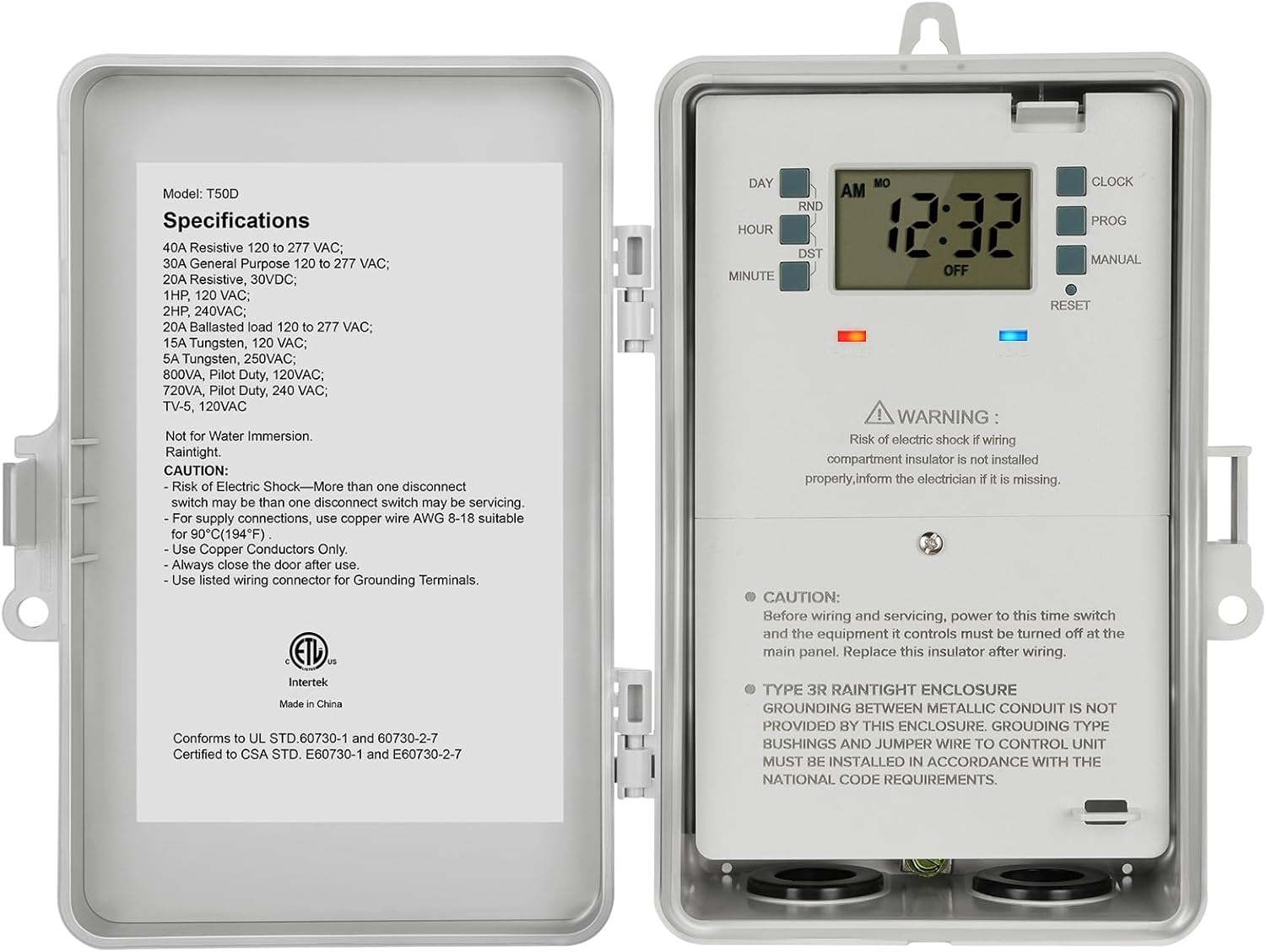 SURAIELEC Pool Timer, 7-Day Digital Pump Timer Switch, 40 AMP Heavy Duty, 120/240/277 VAC, 2HP Programmable Switch Box for Swimming Pool, Hot Water Heater, Lights, Outdoor/Indoor Use