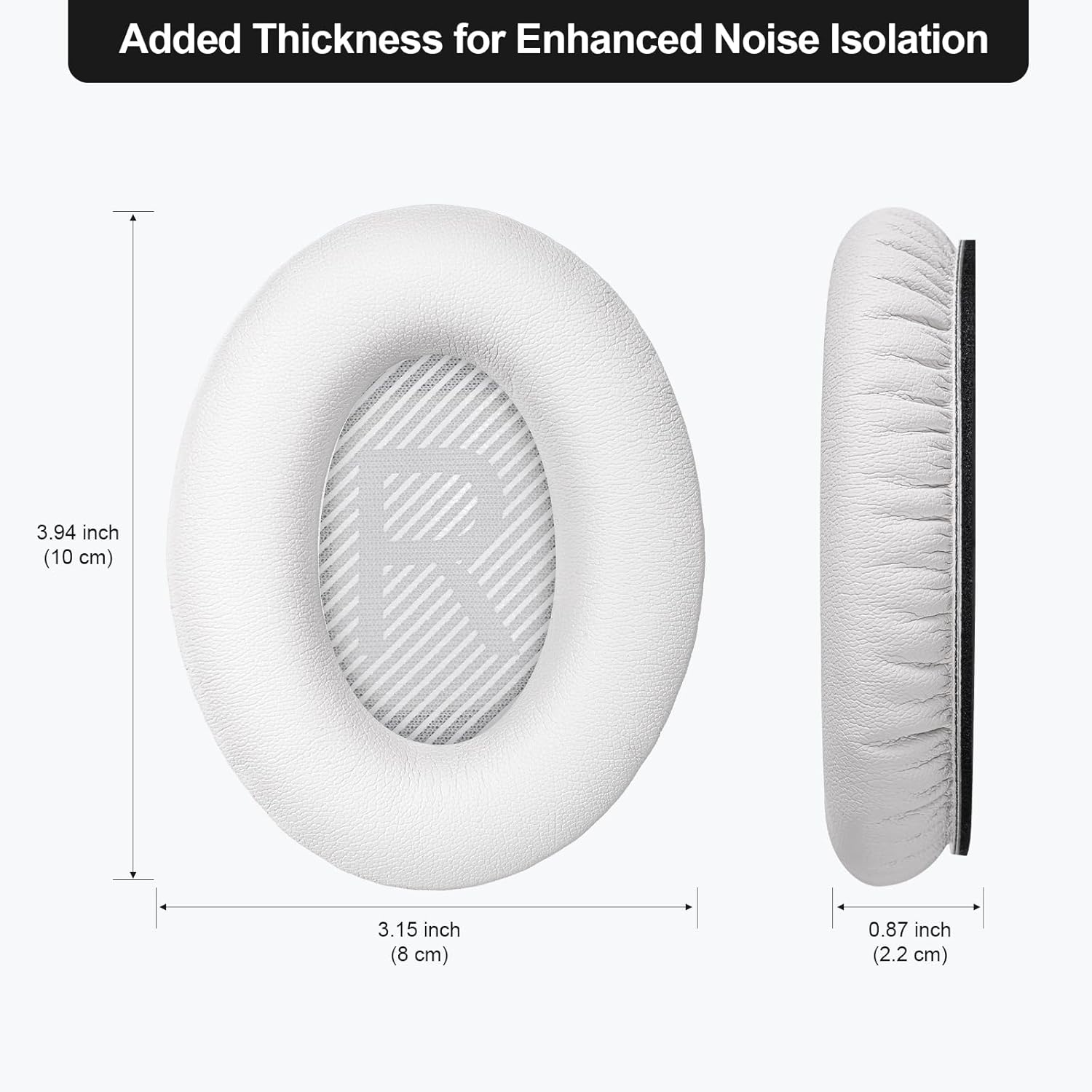 Replacement Ear-Pads Cushions for Bose QuietComfort-35 (QC-35) and QuietComfort-35 II (QC-35 II) Over-Ear Headphones (White)