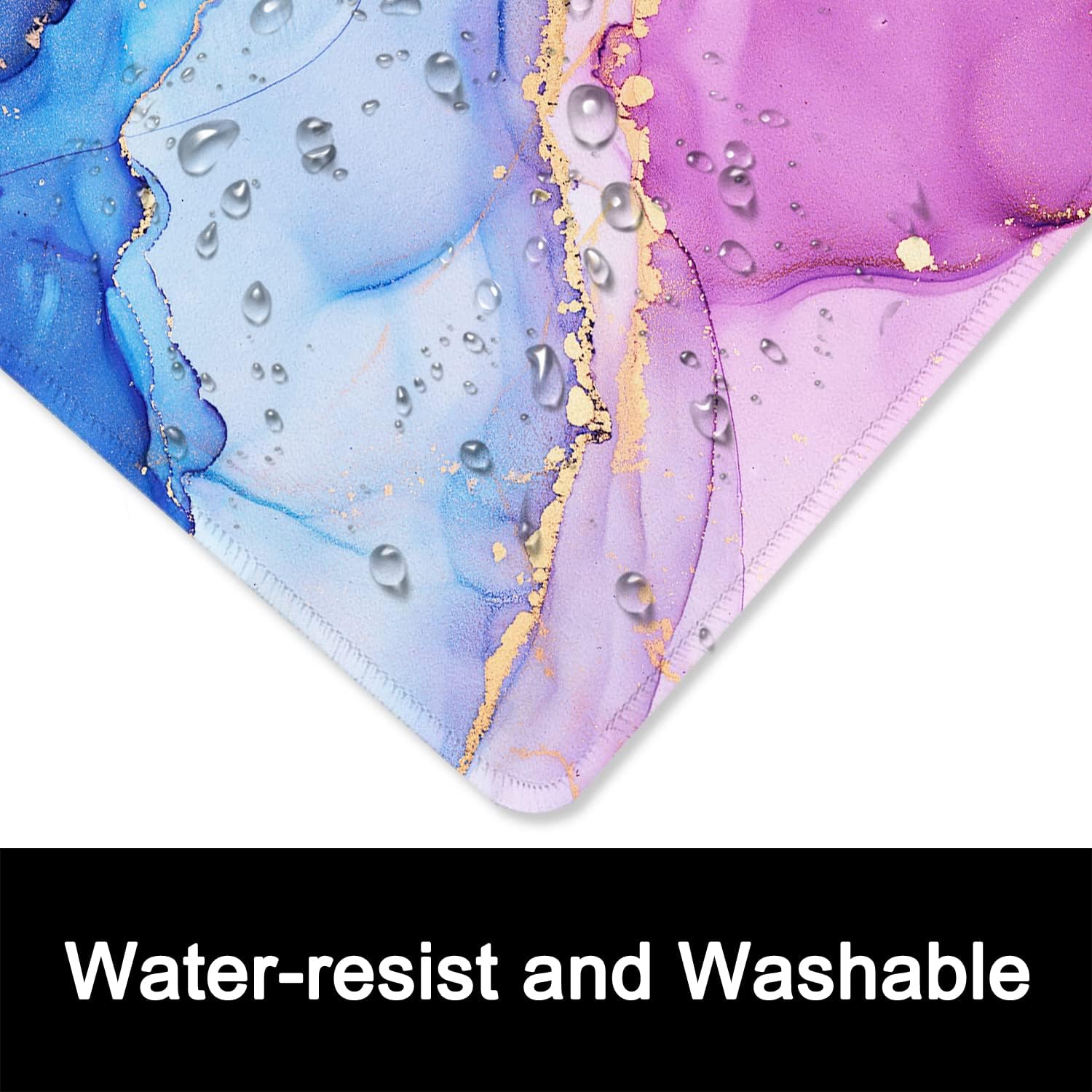 ITNRSIIET Mouse Pad with Stitched Edge Premium Textured Smooth Precise Operation Waterproof Washable Non-Slip Rubber Base Desktop Protection Mat, 10.2×8.3×0.12 inches, Blue Purple Marble Art