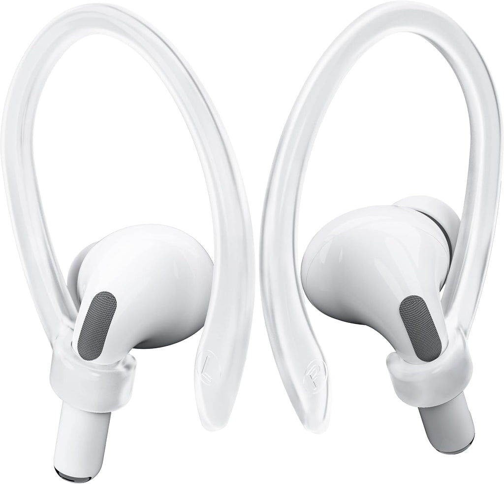 2 Pairs AirPods Ear Hooks for AirPods Pro 2, AirPods Pro, AirPods 4, 3, 2 & 1, Upgraded Anti Slip Sports Clip Hooks for AirPods 1, 2, 3, 4,Pro, Pro 2 – Transparent