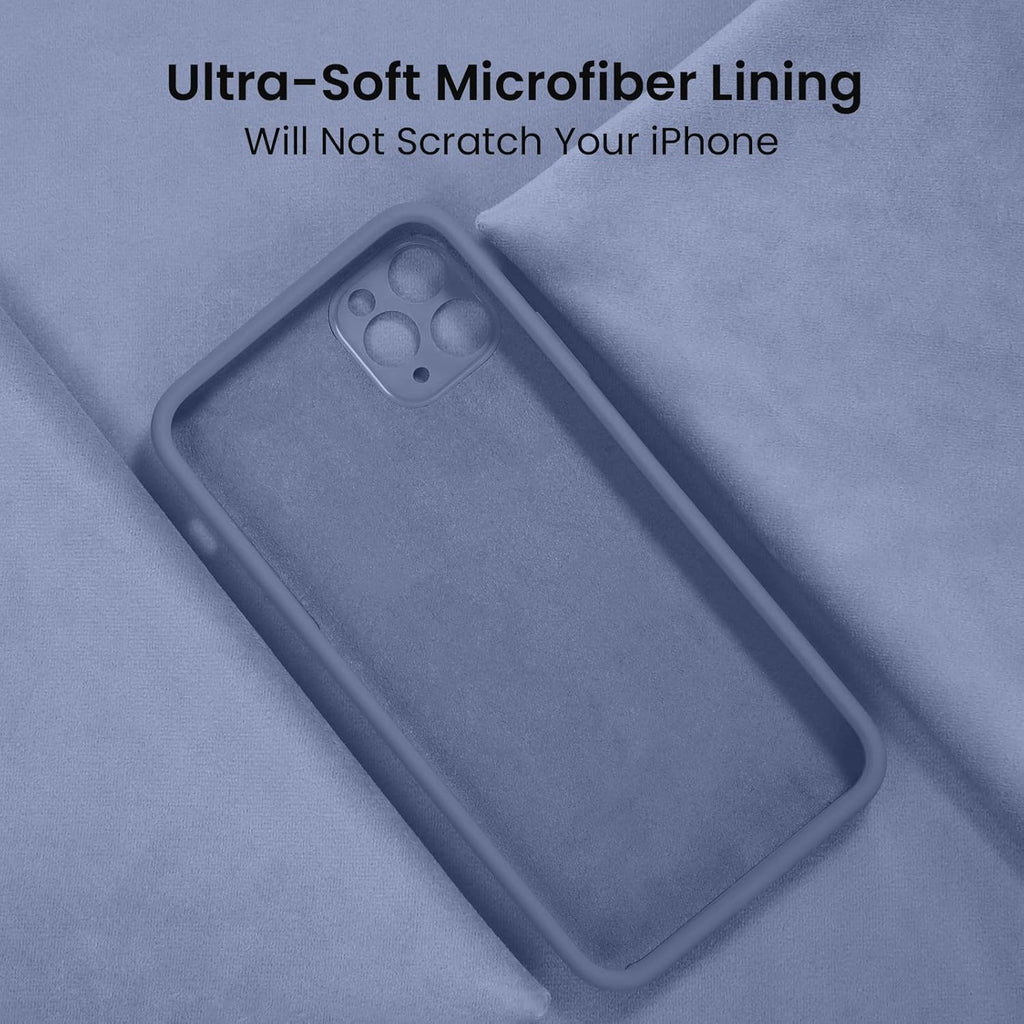 FireNova Designed for iPhone 13 Pro Case, Silicone Upgraded [Camera Protection] Phone Case with [2 Screen Protectors], Soft Anti-Scratch Microfiber Lining Inside, 6.1 inch, Lavender Gray