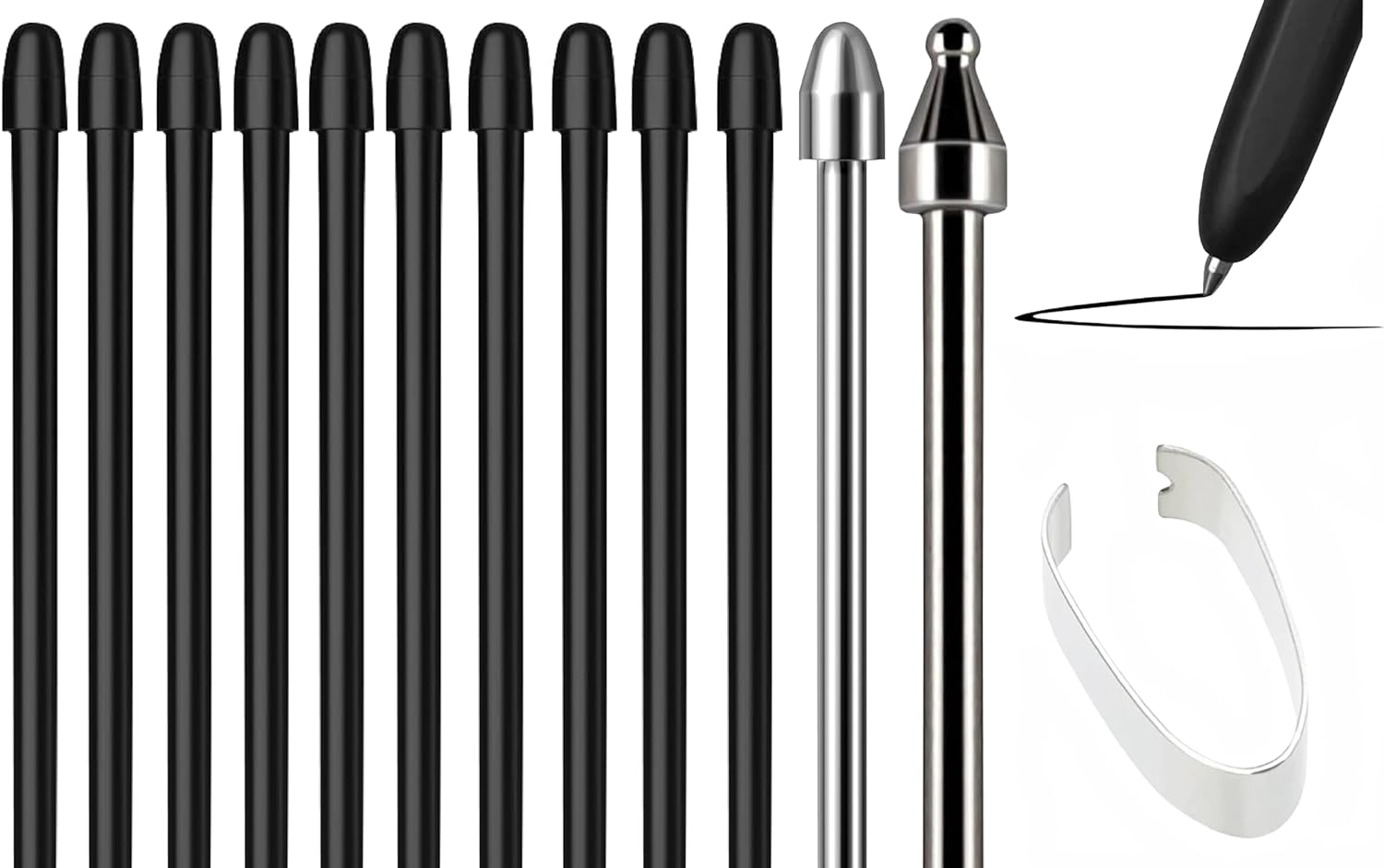 Soft Metal Nibs Tips Replacement For Samsung Galaxy Tab S10 Ultra Spen S9 S8 S7 S10+ S9+ S8+ Tab S9 Ultra S6 Lite S24 S23 S22 Ultra Note 9 Note 8 S Pen King Write + Tool, 10Pcs Standard + 2 Pcs Metal