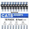 BUSOHE Cat 8 Ethernet Cable 8 FT 10 Pack, Nylon Braided High Speed Heavy Duty by BUSOHE