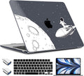 TWOLSKOO Compatible with M4 MacBook Air 13.6 inch Case 2025-2022 Release M4 A3240 M3 A3113 M2 A2681, Plastic Hard Shell & Keyboard Cover & Type C Adapter & Screen Protector, Flying Astronauts