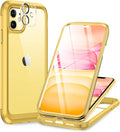 Miracase Glass Series for iPhone 11 Case 6.1 inch, Upgraded Full-Body Rugged Phone Bumper Case Cover with Built-in 9H Tempered Glass Screen Protector and Camera Protector, Yellow