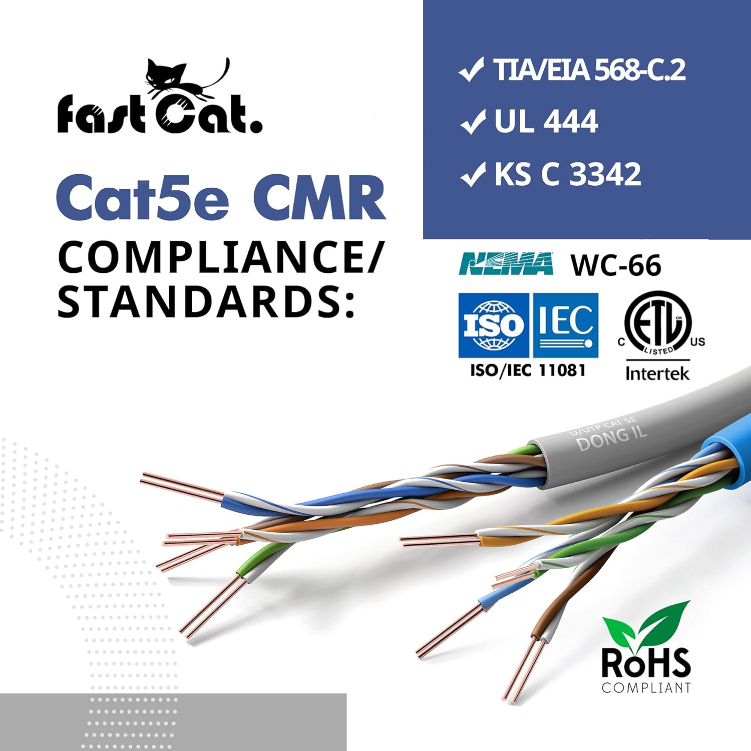 fast Cat. Cat5e Ethernet Cable 1000ft - 24 AWG, CMR, Insulated Bare Copper Wire Cat 5 ethernet Cable with FastReel - 350MHZ / Gigabit Speed UTP Cable Cat5e - CMR (Green)