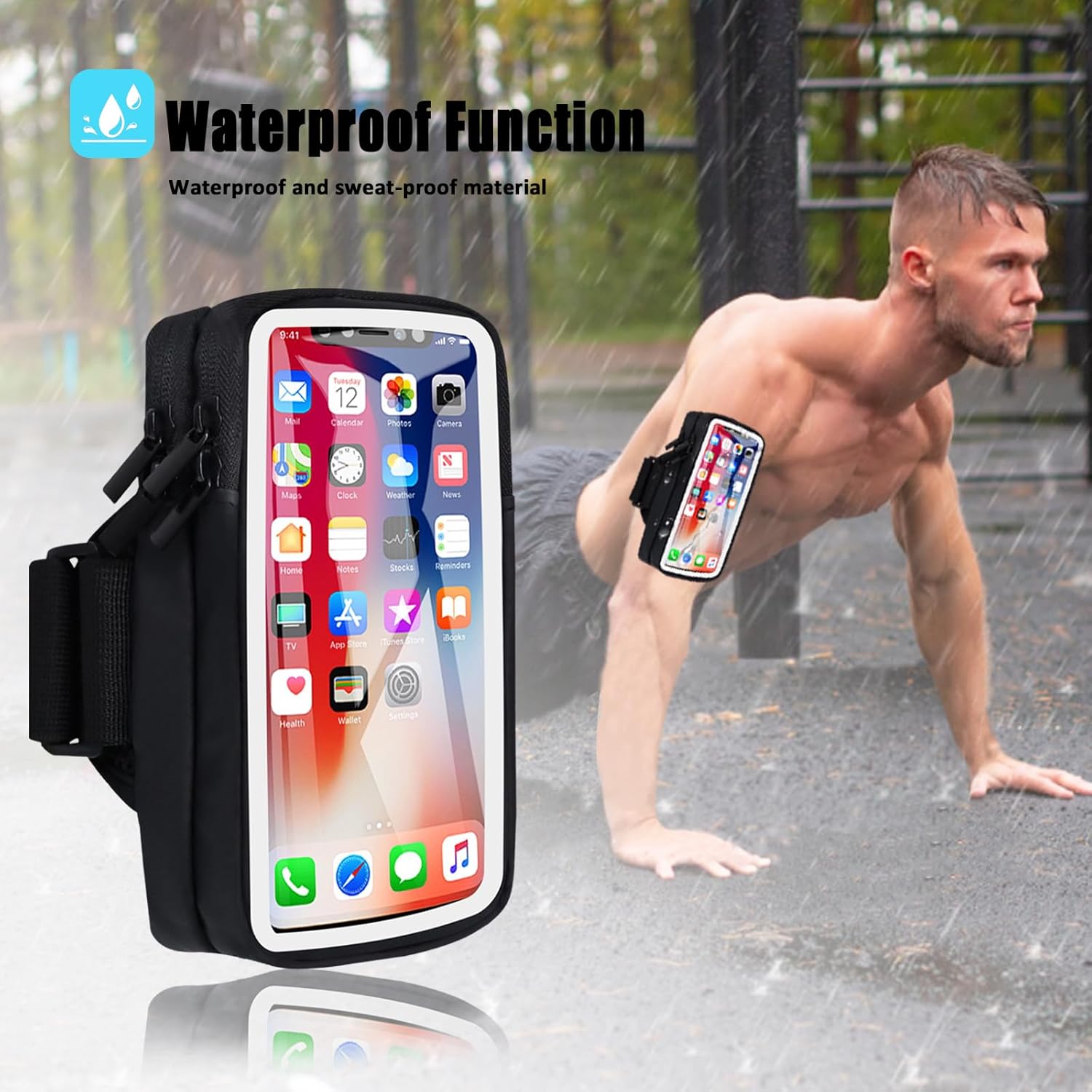 Phone Holder for Running Armband Cell Phone Holder iPhone 16 16e 15 14 13 12 11 Pro Max Xs Xr X Plus SE Mini Galaxy Ultra S25 Note, Sports Arm Bag Bands Fit Exercise Gym Workout Runner Hiking