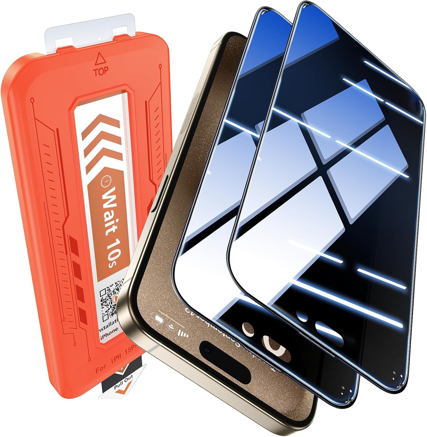 EGV 2 Pack Compatible for iPhone 15 Pro Privacy Screen Protector [6.7 Inch], 9H+ Military Grade Shatterproof Tempered Glass, Dust-Free Alignment Frame, Easy to Install for Beginners, Bubble-Free