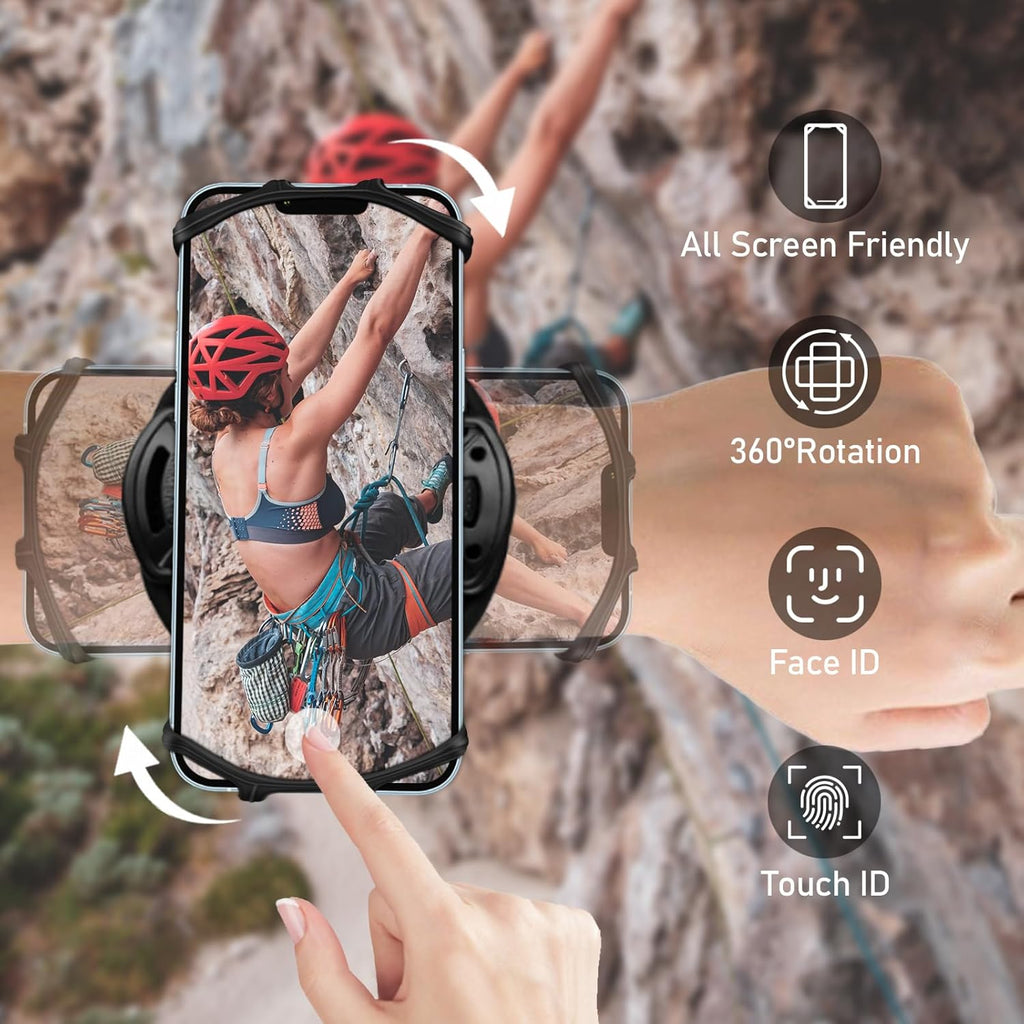 Wristband Phone Holder for Running,Forearm Armbands 360° Rotatable & Detachable Compatible with All 4.5-7 inch Cellphone for iPhone 16/15/14/Pro/ProMax/13/12/11/mini/XS/XR,for Workout Jogging