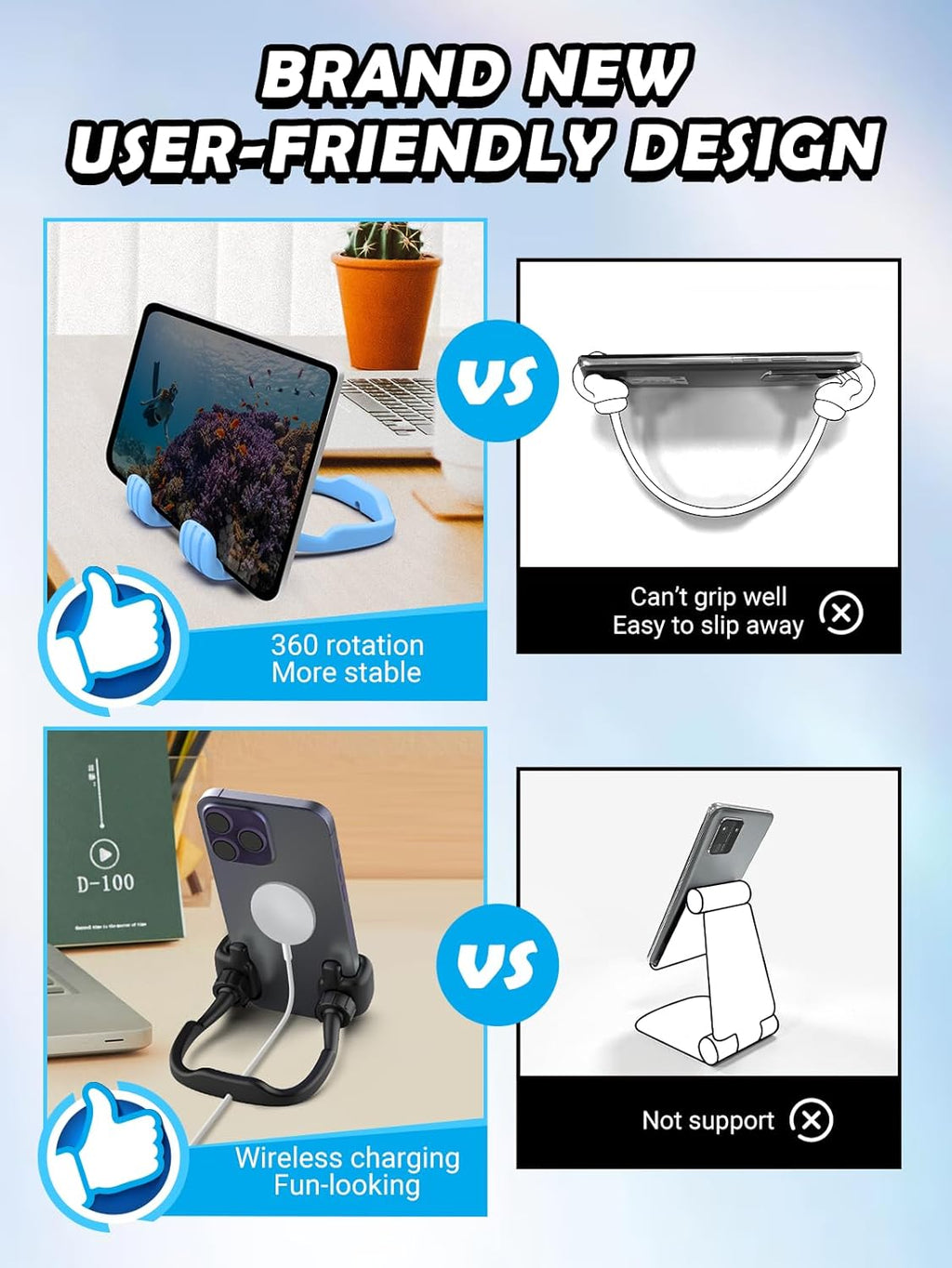 Cell Phone Holder Thumbs Up Lazy Phone Stand: 3 Pack Graduation Gifts for Teen Boys Him Kids 2025 Phone Stand for Desk Back to School Supplies Gifts for Men Birthday Funny Cool Gadgets Stuff Ideas