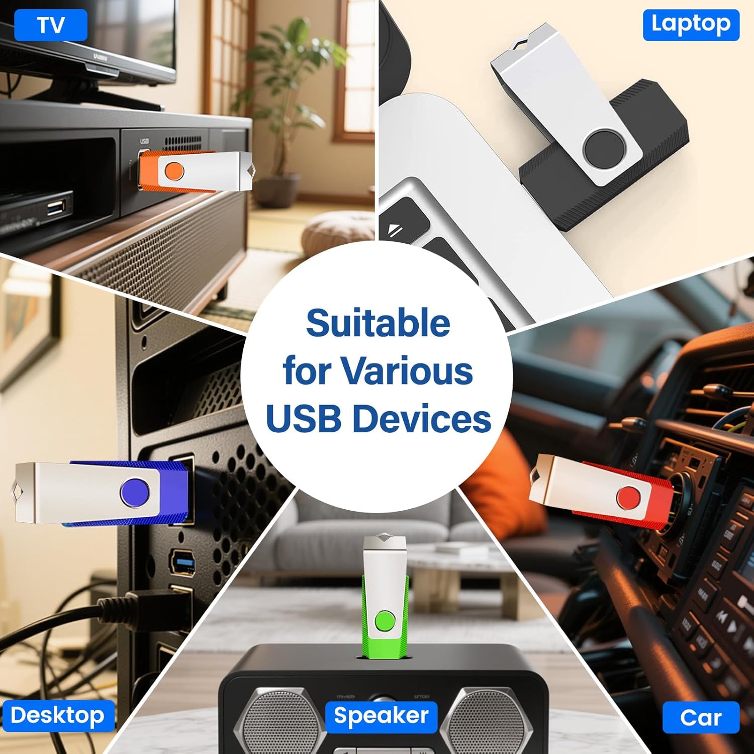 8GB Flash Drives 100 Pack, Wooolken USB 2.0 Thumb Drive with Lanyards Bulk USB Sticks for Weddings,Office, School, Data Storage Backup