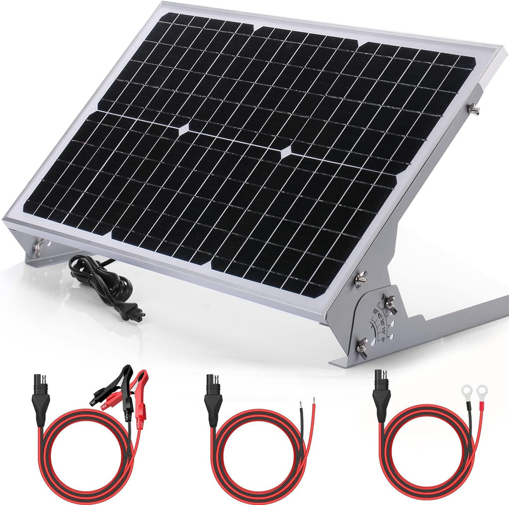 SUNER POWER 30W 12V Solar Battery Charger Maintainer, Built-in Smart MPPT Charge Controller, Adjustable Mount Bracket, Waterproof 30 Watt Solar Panel Kits for Car Automotive Boat Marine RV Trailer