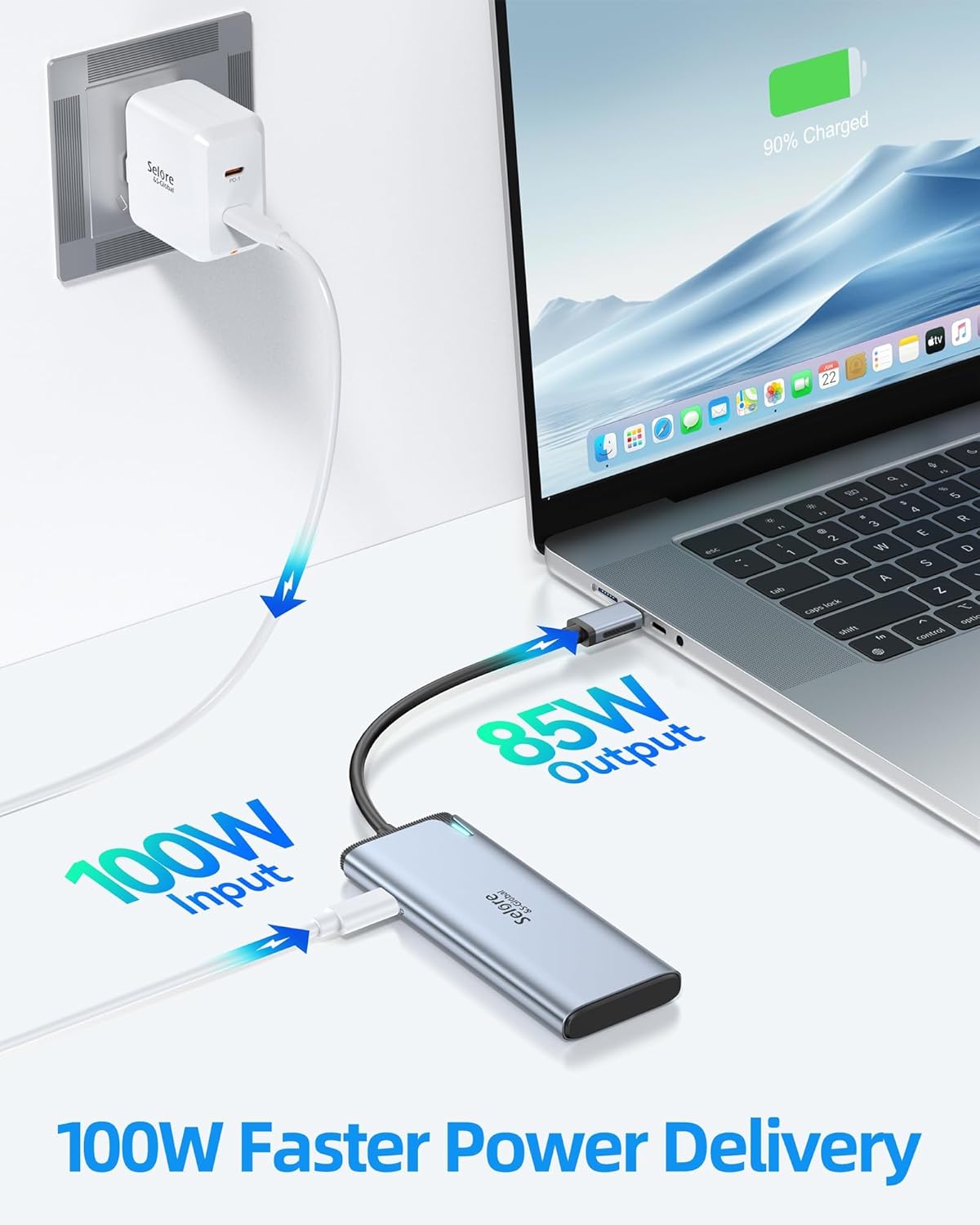 Selore&S-Global USB C Splitter with 4K/60Hz Video Output,USB C Hub Dual Monitor with DP Alt Mode,10Gbps Data Transfer,100W PD,Docking Station Dual Monitor for Windows Laptop,Portable Monitors