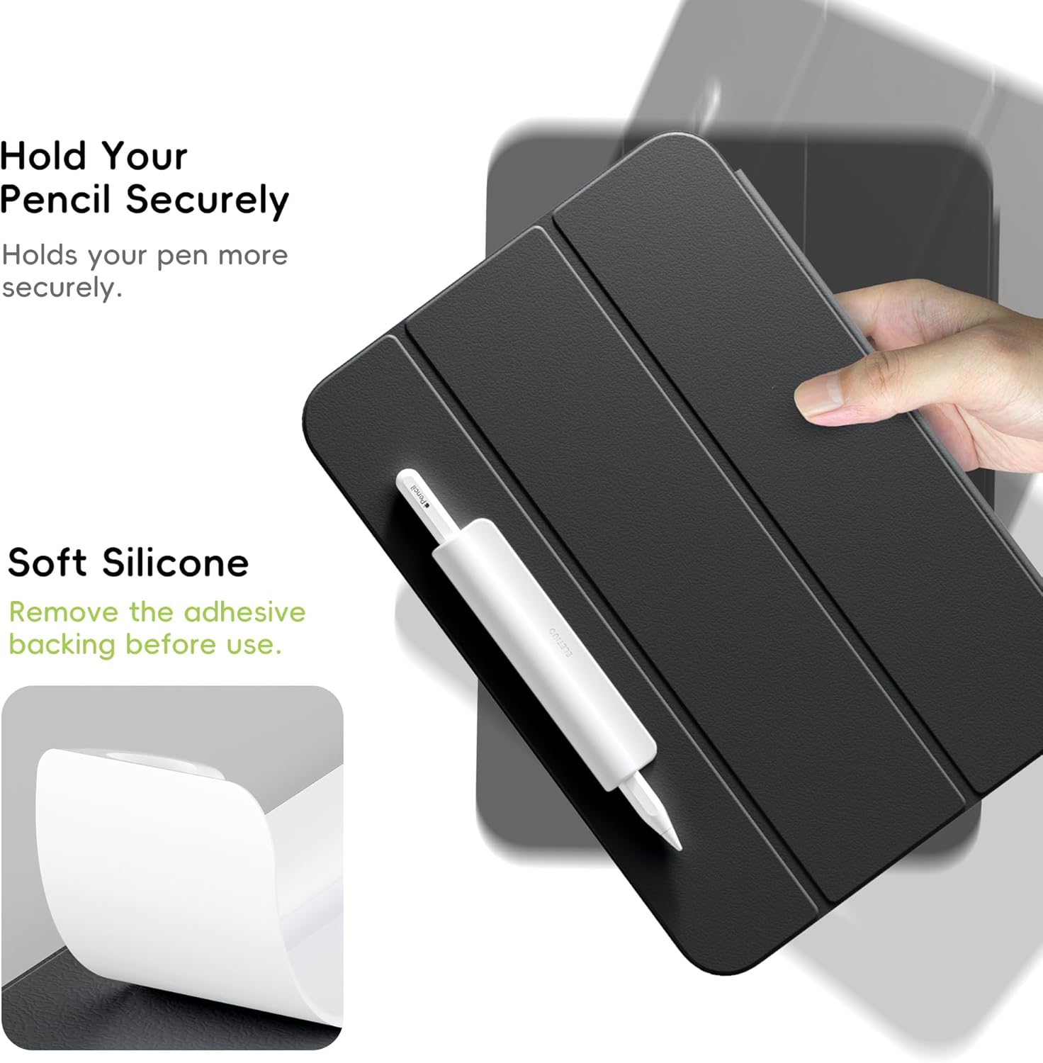 ELETIUO 3 Pack Silicone Pencil Holder Sleeve,Compatible with Apple Pencil (USB-C),Apple Pencil 1st/ 2nd Generation,Strong Adhesive Sticky Attached to iPad Case for Stylus Pens,White,Pink,Purple